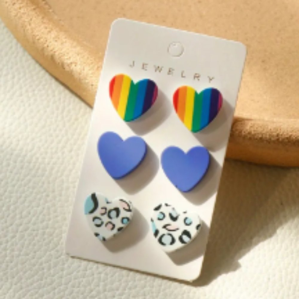 Blue Acrylic Heart Earrings